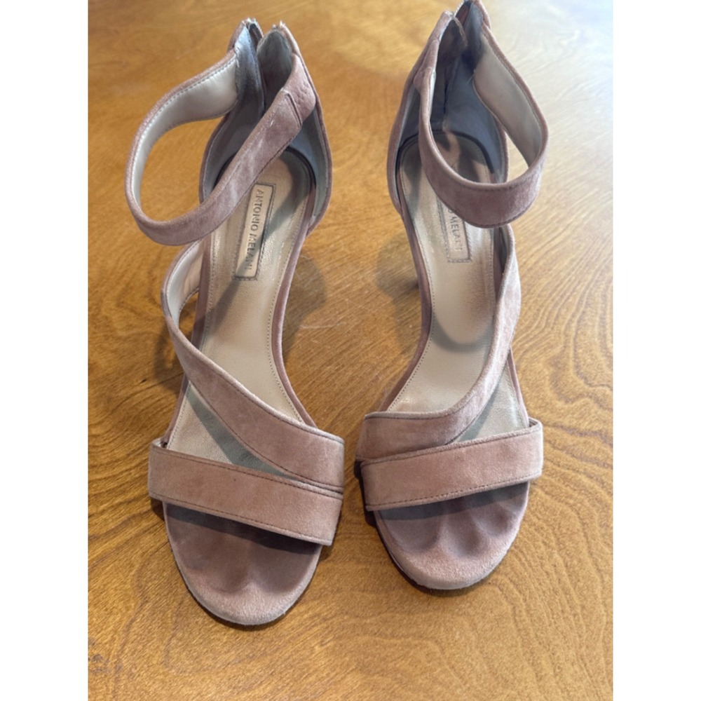 Antonio Melani Mauve Pink Suede Strappy Stiletto Sandals Heels Size 7M